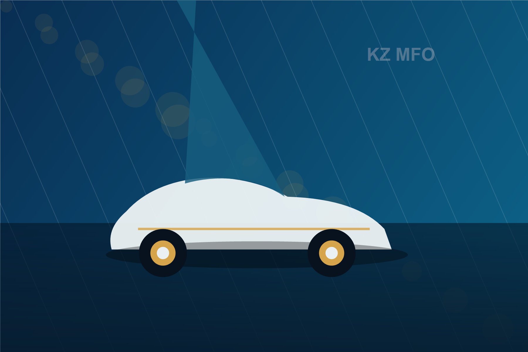 Premium vehicle finance visual in blue and gold